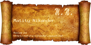 Matity Nikander névjegykártya